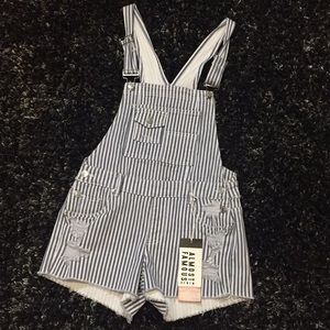 Blue and White Stripped Overalls